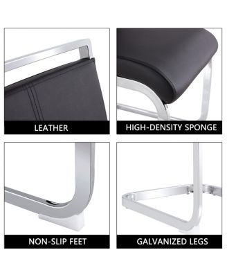 Modern Dining Chairs (Set of 4) - Black PU Leather