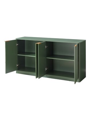59-inch Modern Wavy Sideboard, Curved Contour 4-Door Storage Cabinet, Green