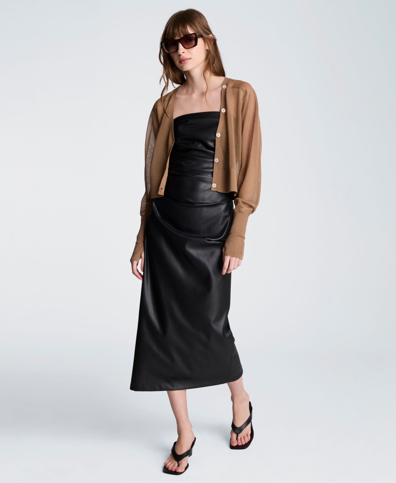 Women's Strapless Midi Tuck Dress
