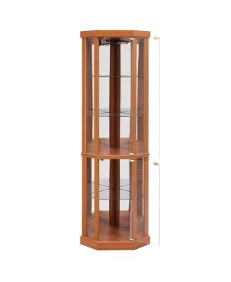 Lighted Corner Curio Cabinet - Glass Display Case for Living Room & Bar Storage