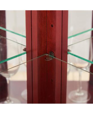Lighted Corner Curio Cabinet - Glass Display Shelf, Tempered Glass Doors, Adjustable Shelving