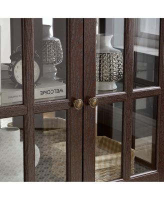 LED Curio Display Cabinet with Adjustable Shelves & Lattice Doors