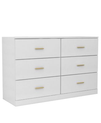 Modern 6-Drawer Dresser - Wide Chest of Drawers for Bedroom