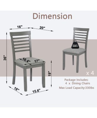 Streamdale Wooden Dining Chairs Set of 4 with Padded Seat, Gray