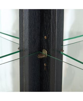 Lighted Corner Curio Cabinet - Display Case for Living Room, Collectibles, Wine & Bar Glass Storage