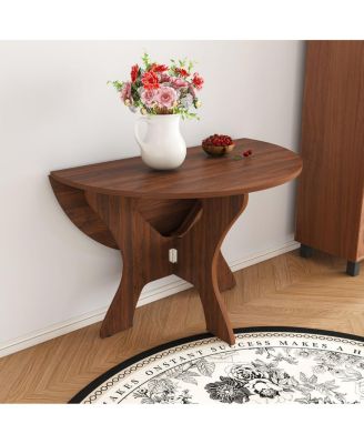 Streamdale 43" Folding Dining Table for Small Spaces, Walnut Veneer, Space Saving Foldable Kitchen Table