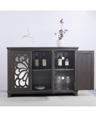 Spacious 49.33" Countertop Sideboard with 3 Mirrored Doors & Adjustable Shelves