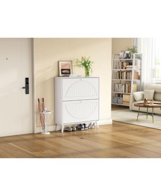 Streamdale  Furniture Space-Saving Tipping Bucket Storage Cabinet with Carved Details