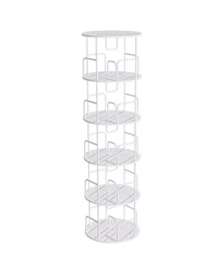 Rotating Bookshelf Tower 5 Tier, Spinning 360 Bookcase, Narrow Tall Vertical Storage (White)
