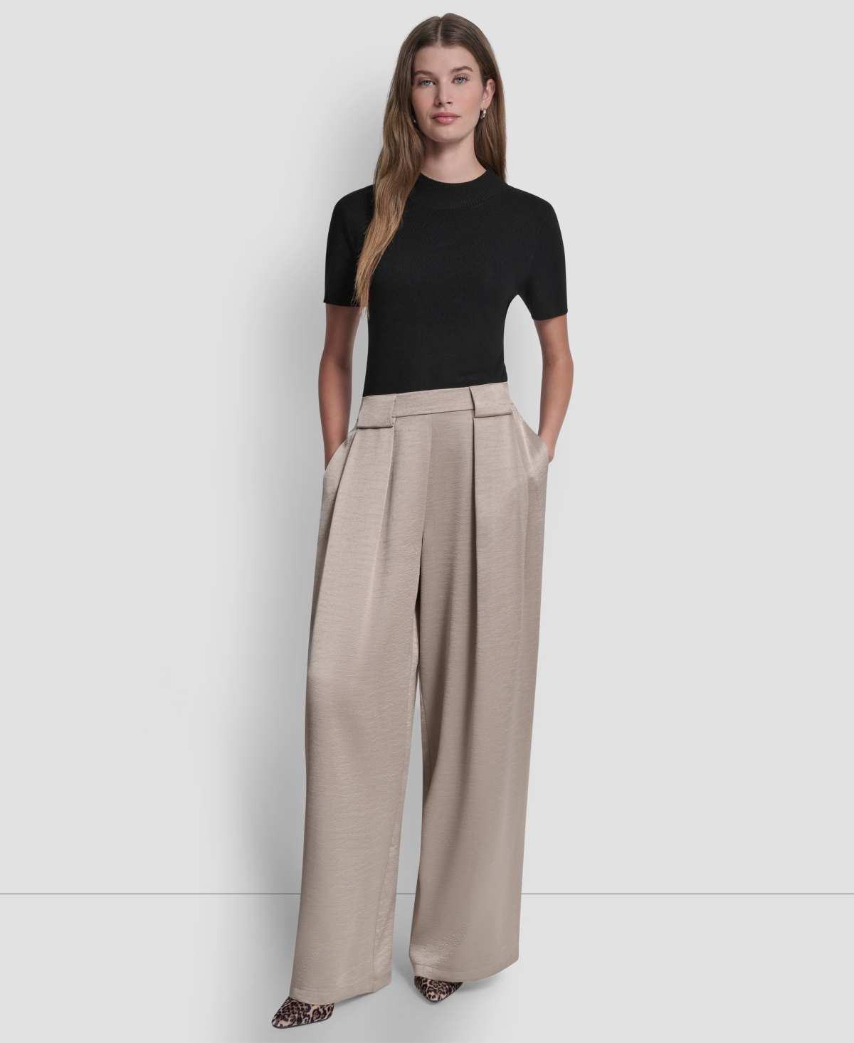 Dkny Women's Pleated Wide-Leg Pull-On Pants