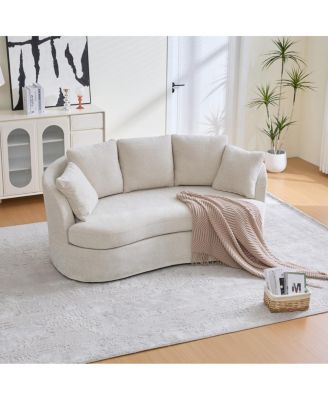 73.82" Wide Curved Sofa, Modern Plush Chenille, Extra-Deep Seat, 4 Cushions