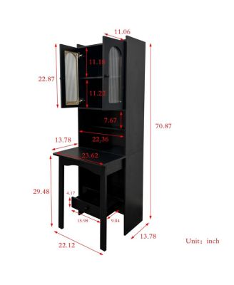 Fold-Out Convertible Writing Table/Desk Cabinet with Shelf & Drawer