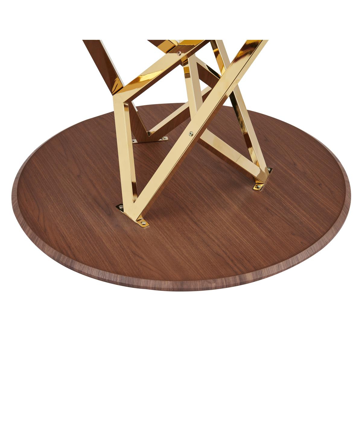 Streamdale Furniture Streamdale 37" Round Dining Table with Golden Metal Legs (Walnut