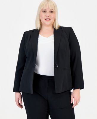 Kasper Plus Size Crepe One-Button Blazer - Macy's