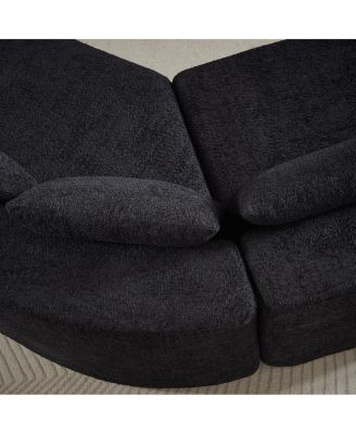 Modular Chenille Sofa Set with 6 Pillows, 4 Footstools