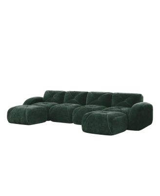 U-shaped Boneless Sofa, Tufted, 32D High Density Sponge, Anti-Slip