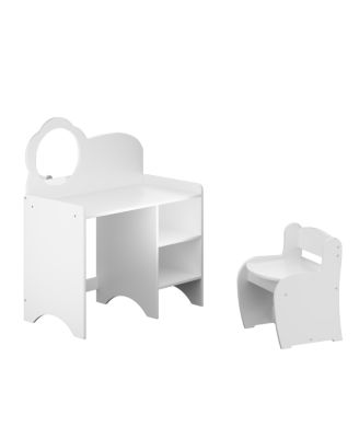 Kids Vanity Table with Mirror, Chair & Storage