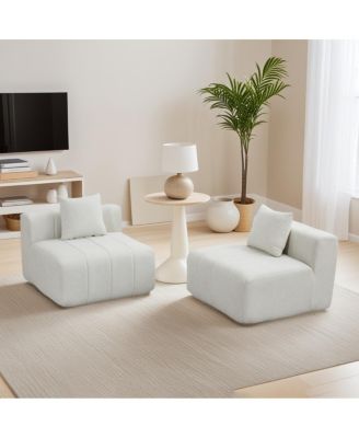 Chenille Sectional Sofa with 2 Pillows, Symmetrical Modular for Living Room/Office