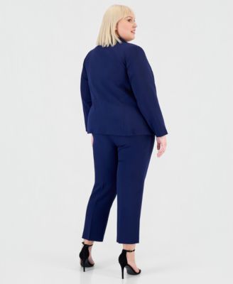 Plus Size Two-Button Blazer & Elastic-Back Pants