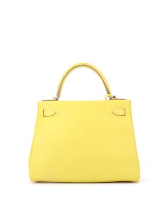 Kelly 28 Handbag Yellow Evercolor with Palladium Hardware