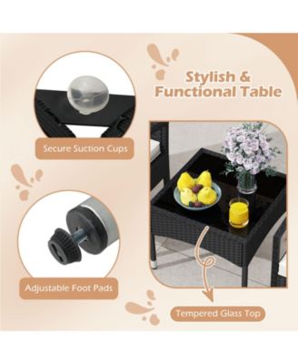 Outdoor 3-Piece Rattan Bistro Furniture Set with Table