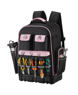 Tool Backpack, 56 Pockets, Heavy-Duty Tool Organizer with Laptop Compartment & Molded Base, Electrician Jobsite Backpack