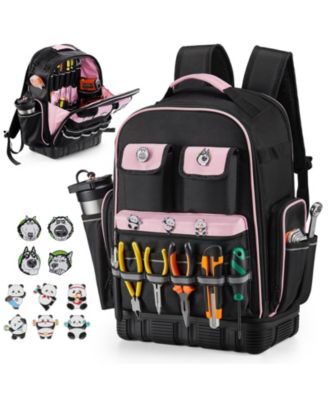 Tool Backpack, 56 Pockets, Heavy-Duty Tool Organizer with Laptop Compartment & Molded Base, Electrician Jobsite Backpack