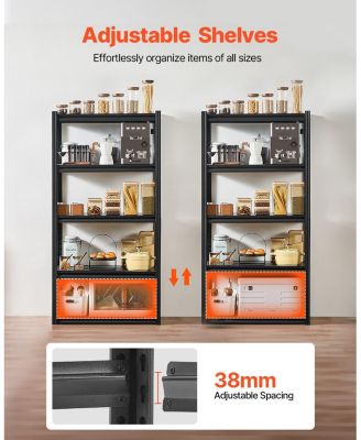 5-Tier Garage Storage Shelves, 16"D x 32"W x 63"H, 2000 lb Capacity, Adjustable Metal Utility Shelving Rack, Black