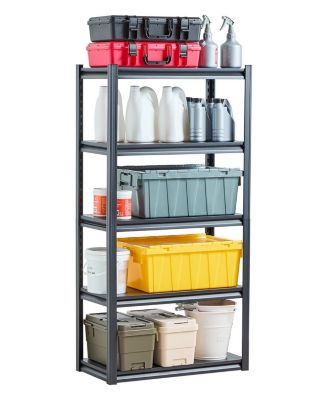 5-Tier Garage Storage Shelves, 16"D x 32"W x 63"H, 2000 lb Capacity, Adjustable Metal Utility Shelving Rack, Black