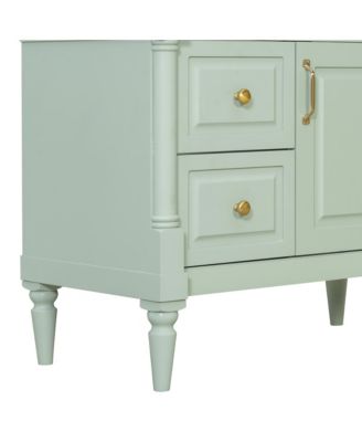 36" Freestanding Bathroom Vanity with Ceramic Sink, Wood Cabinet, Flip Drawer & Adjustable Shelf