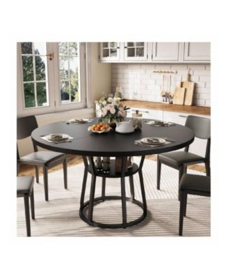 Kitchen Table 42inch Round Farmhouse Dining Table For 4 to 6 People Rustic Wood Kitchen Table for Dining Room
