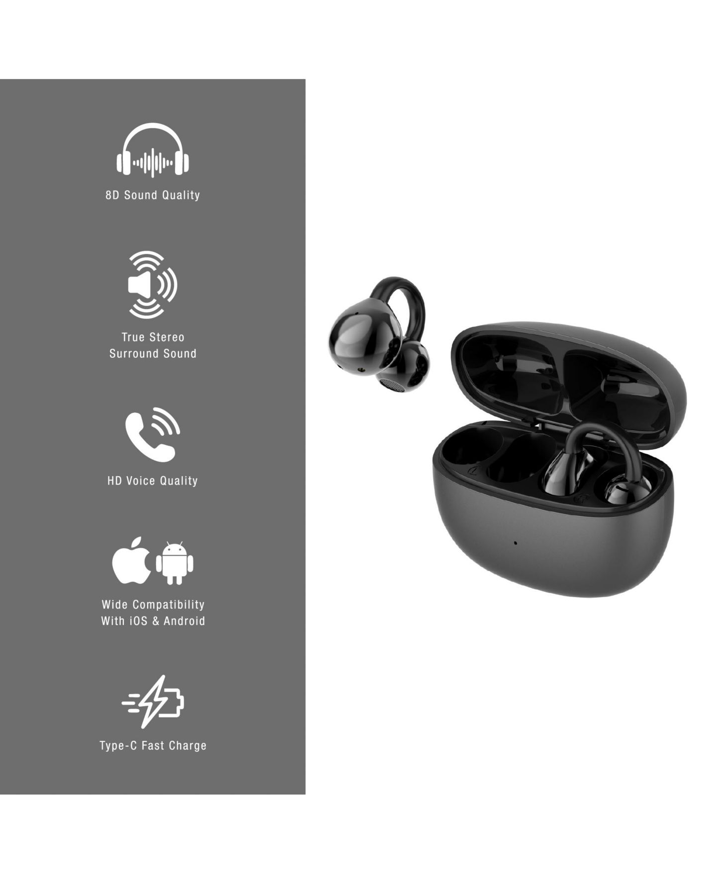 PURSONIC Ultimate Travel Essentials Bundle – Wireless Earbuds, Purtag Tracker & Memory Foam Travel Pillow Set, цвет: Чёрный — фото 2