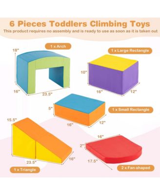 6 PCS Multi-color Climb and Crawl Activity Playset with Tunnel Slide Stairs & Ramp