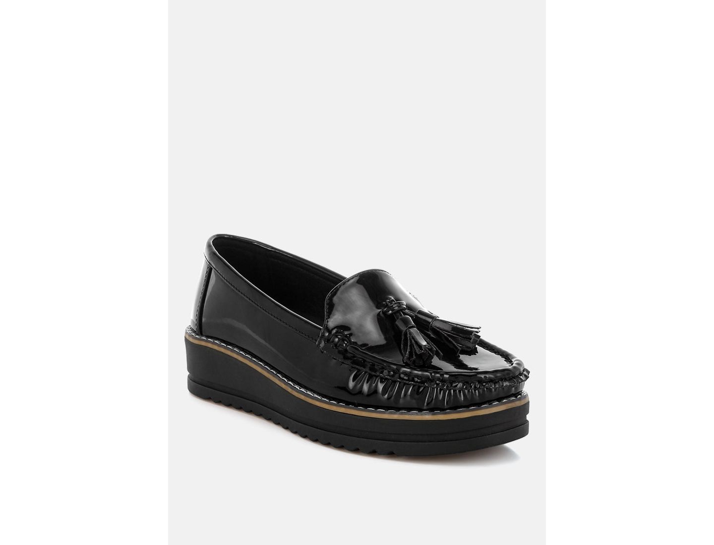 Женские туфли London Rag Strelka Tassel Detail Flatform Loafers Black — фото 4