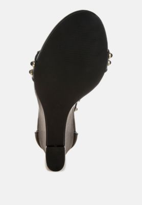 Womens Nidara Studs Embellished Genuine Leather  Sandals