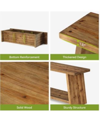 Solid Wood TV Stand, 63-Inch Farmhouse Media Console for 55-65 inch TV,Entertainment Center, Brown