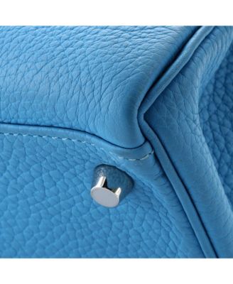Kelly 28 Handbag Blue Clemence with Palladium Hardware
