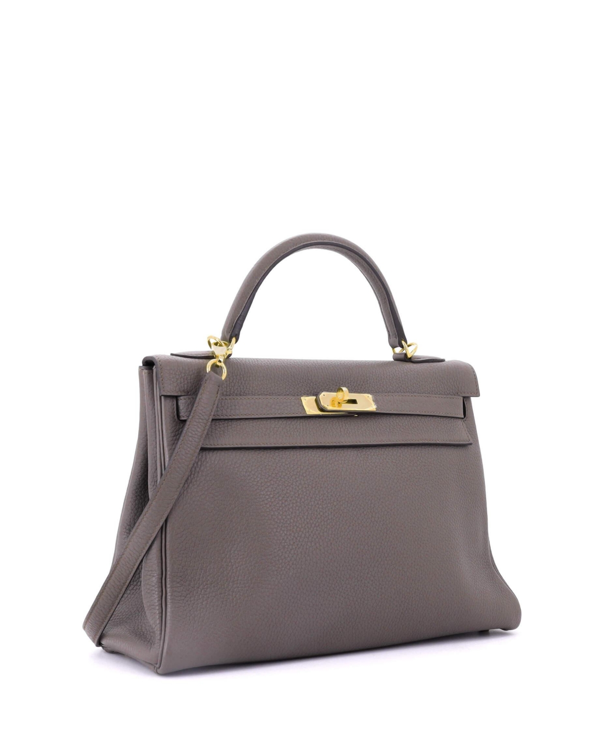 Pre-Owned HERMES Kelly 32 Handbag Grey Clemence with Gold Hardware