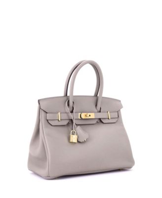 Birkin 30 Handbag Grey Novillo with Gold Hardware