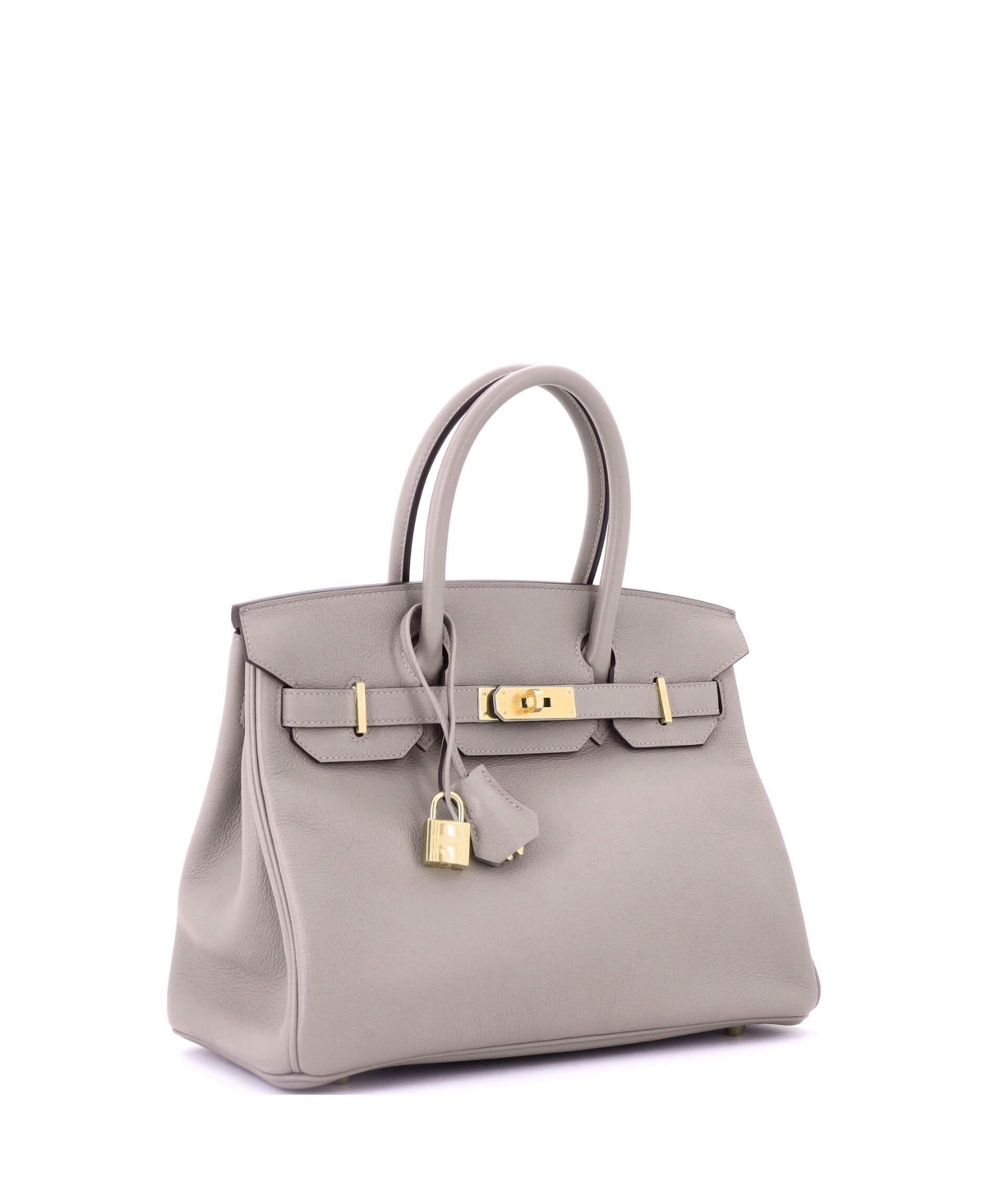 Pre-Owned HERMES Birkin 30 Handbag Grey Novillo with Gold Hardware