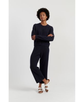 Women's Wool-Cashmere Cropped Wide-Leg Pants