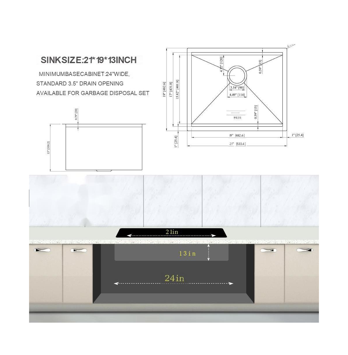 flynama Laundry Workstation Sink Undermount Deep Single Bowl Stainless Steel Utility Tub