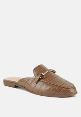 begonia buckled faux leather mules