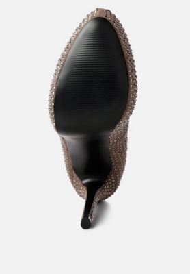 Womens Clarisse Diamante Faux Suede High Heeled Pumps