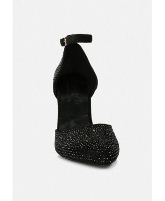 CULVER Womens Rhinestone Embellished Block Heel Sandals pumps