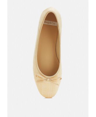 Womens Paper Rings Raffia Ballet Flats