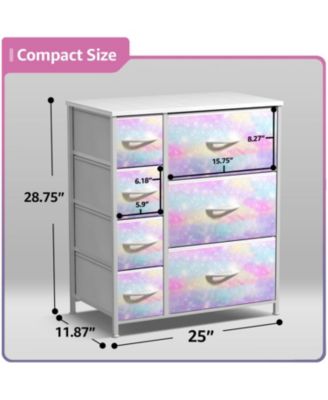 Dresser with 7 Drawers - Storage Organizer with Steel Frame, Wood Top, Handles, Fabric Bins