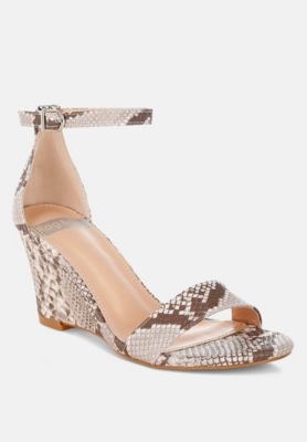 Rag and Co Womens Kodor Snake Print Slim Wedge Sandals
