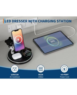 9-Drawer Dresser with RGB Lights & Charging Station, App-Controlled Music Sync LED Chest