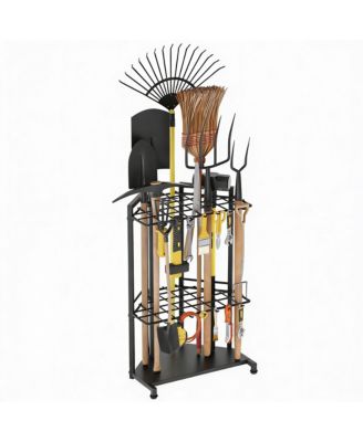 Heavy-Duty Metal Garden Tool Organizer with 34 Compartments & 14 Hooks for Shed or Garage